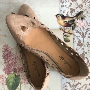 Charming Charlie Beige Pointed Cut Out Flats